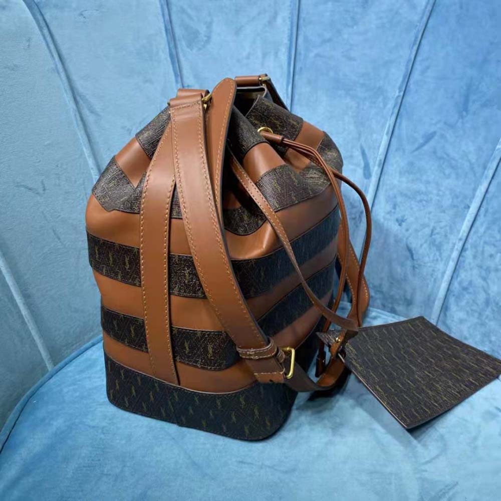 Saint Laurent YSL Women LE Monogramme Bucket Bag in Canvas and Smooth Leather - image 5