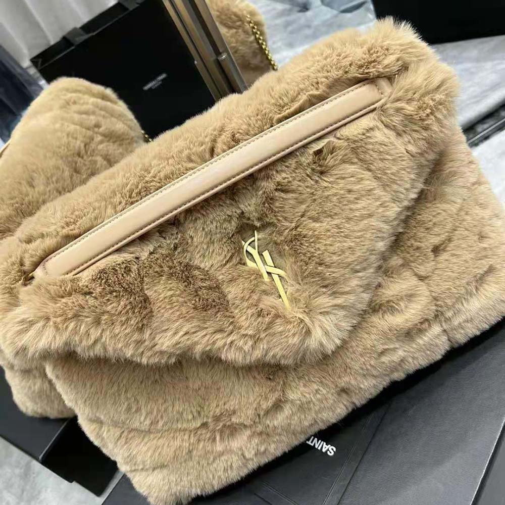 Saint Laurent YSL Women Puffer Small Bag in Merino Shearling and Lambskin-Sandy - image 5