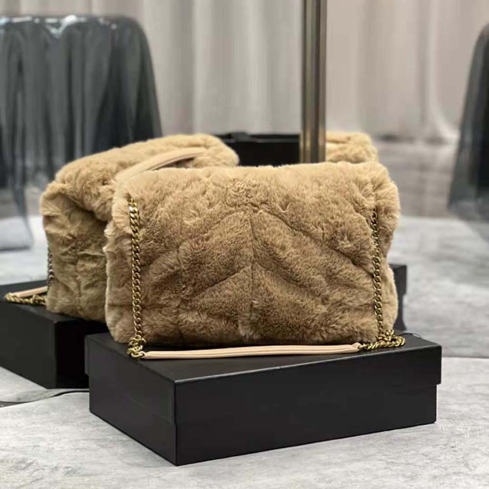 Saint Laurent YSL Women Puffer Small Bag in Merino Shearling and Lambskin-Sandy - image 4