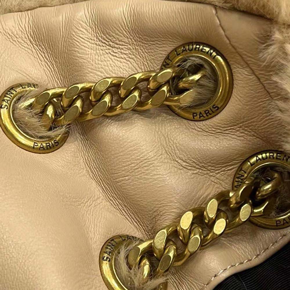 Saint Laurent YSL Women Puffer Small Bag in Merino Shearling and Lambskin-Sandy - image 9