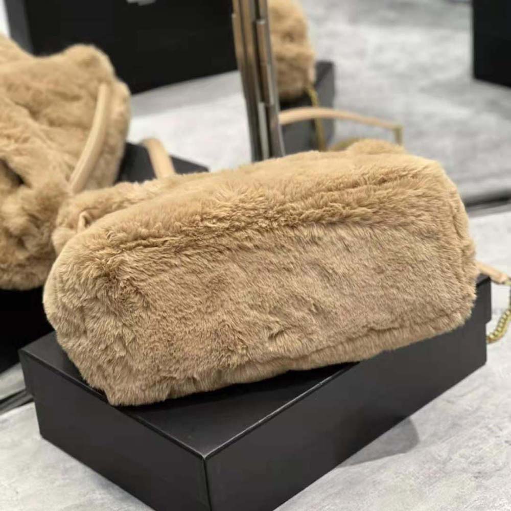 Saint Laurent YSL Women Puffer Small Bag in Merino Shearling and Lambskin-Sandy - image 6