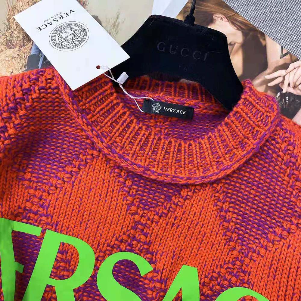 Versace Women Logo Argyle Wool and Alpaca Sweater - image 6