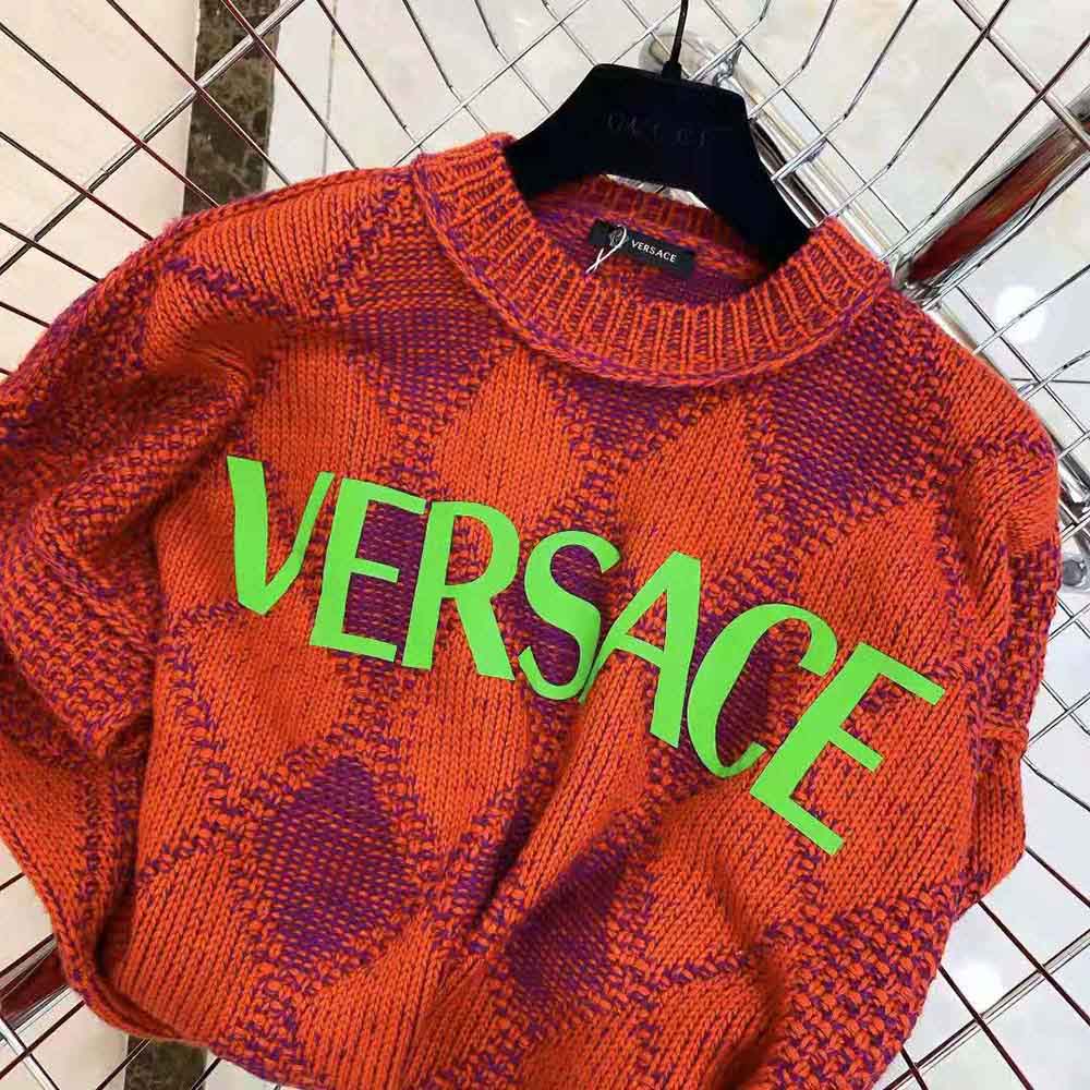 Versace Women Logo Argyle Wool and Alpaca Sweater - image 5