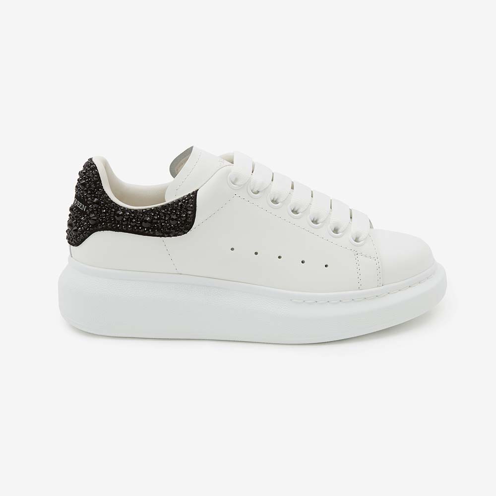 Side profile of Alexander Mcqueen Women White Smooth Calf Leather Oversized Sneaker