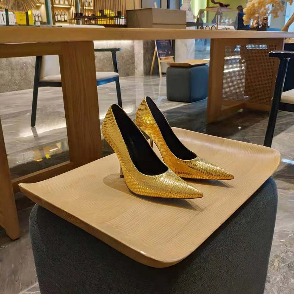 Balenciaga Women Essex 110mm Pump in Gold Python Effect Calfskin - image 6