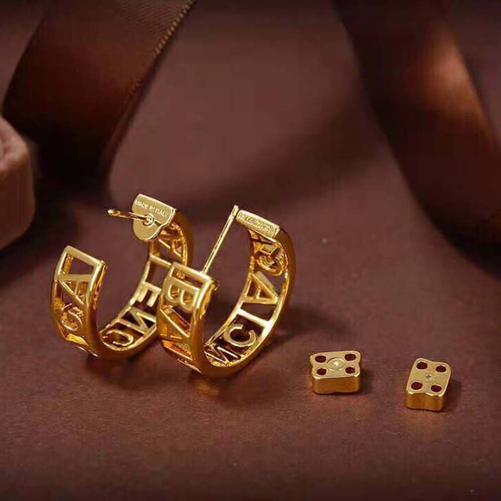 Balenciaga Women Logo Earrings in Gold Brass - image 6