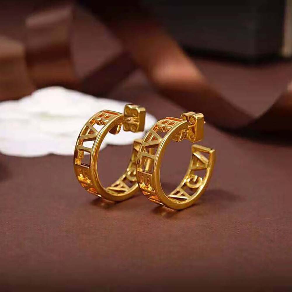 Balenciaga Women Logo Earrings in Gold Brass - image 5