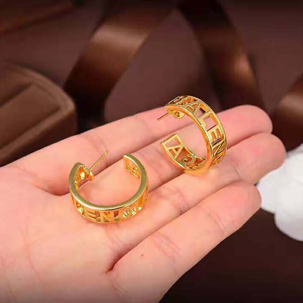 Balenciaga Women Logo Earrings in Gold Brass - image 7