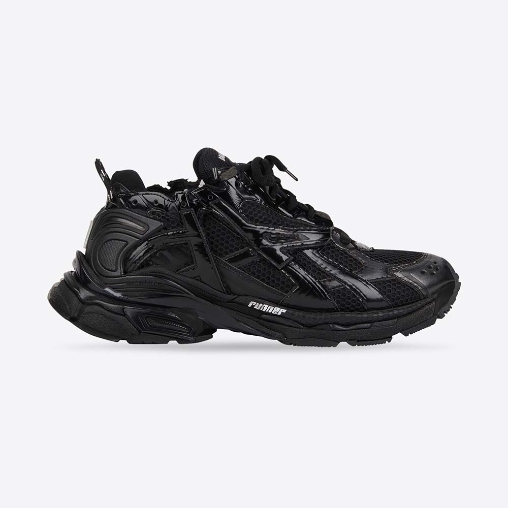 Side profile of Balenciaga Women Runner Sneaker in black mesh and nylon