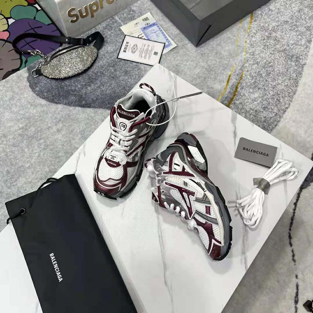 Balenciaga Women Runner Sneaker in Burgundy Mesh and Nylon - image 6