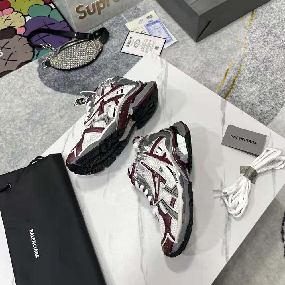 Balenciaga Women Runner Sneaker in Burgundy Mesh and Nylon - image 5
