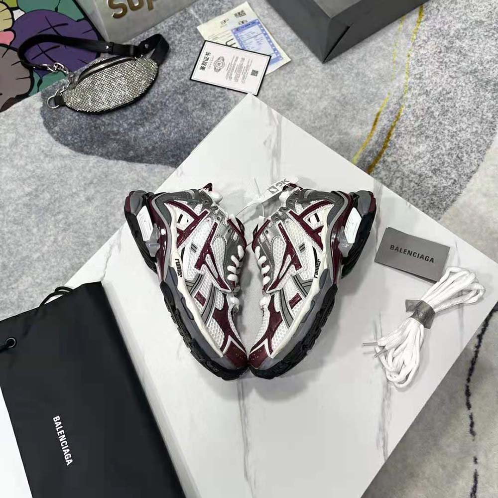 Top view of Balenciaga Women Runner Sneaker showcasing maroon color and silhouette
