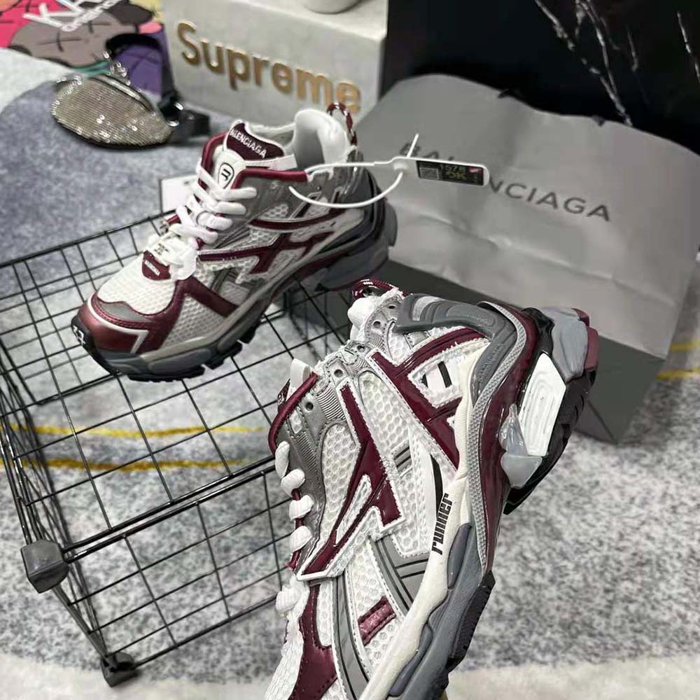 Balenciaga Women Runner Sneaker in Burgundy Mesh and Nylon - image 8