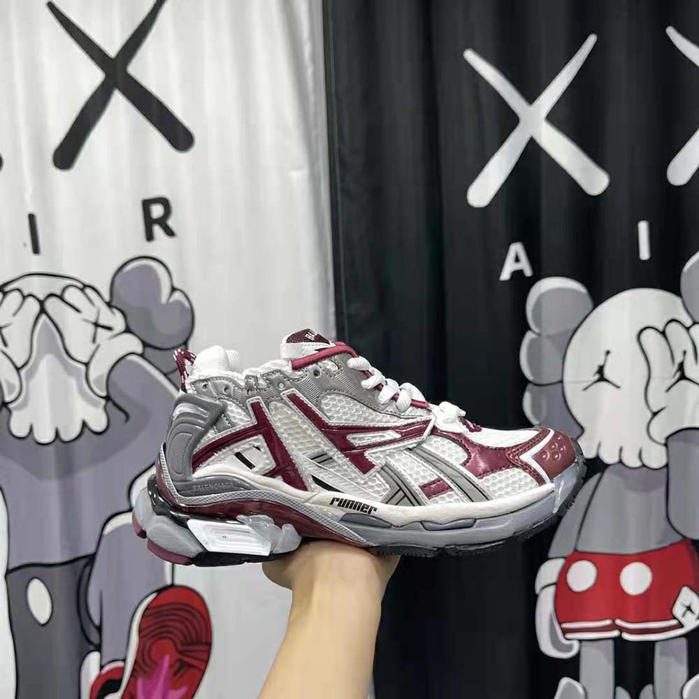 Balenciaga Women Runner Sneaker in Burgundy Mesh and Nylon - image 10