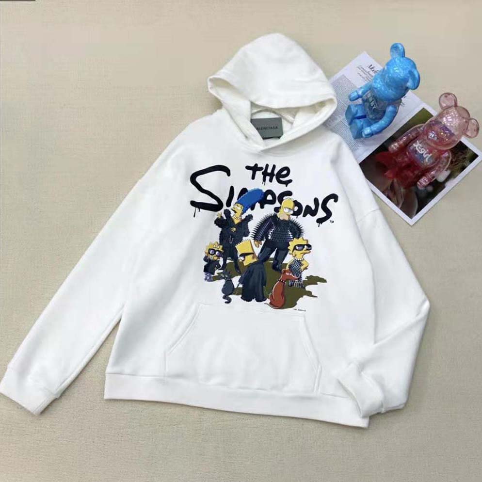 Close-up of graphic logos on the Balenciaga Men Simpsons Tm and 20th Television Hoodie
