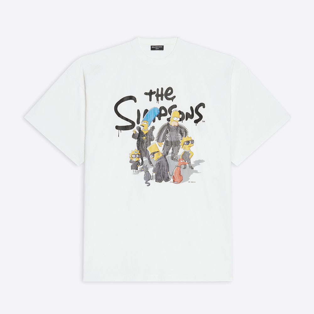 Front view of Balenciaga Men Simpsons Tm and 20th Television T-shirt Oversized in White