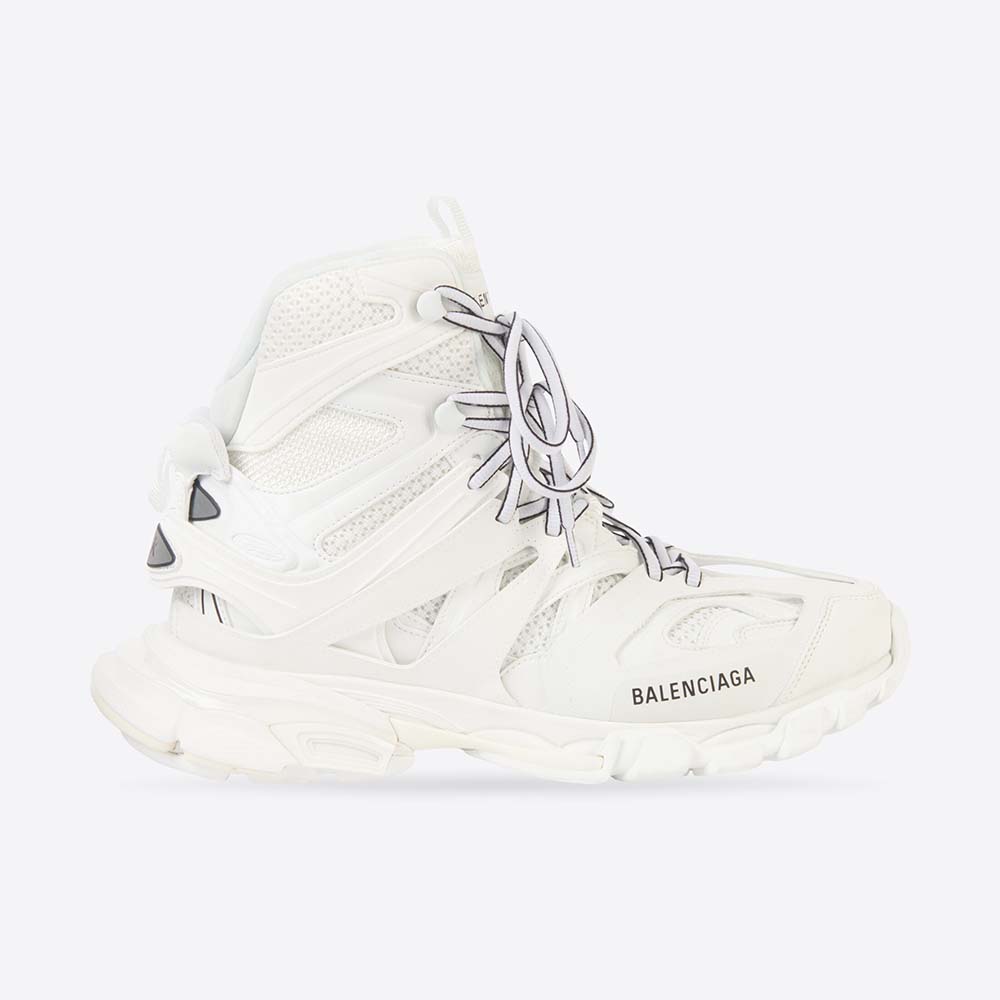 Side profile of Balenciaga Women Track Hike Sneaker in white mesh and nylon