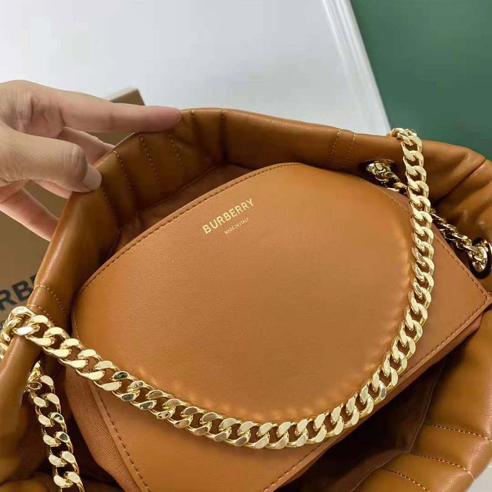 Burberry Women Medium Quilted Lambskin Lola Bucket Bag-Brown - image 10