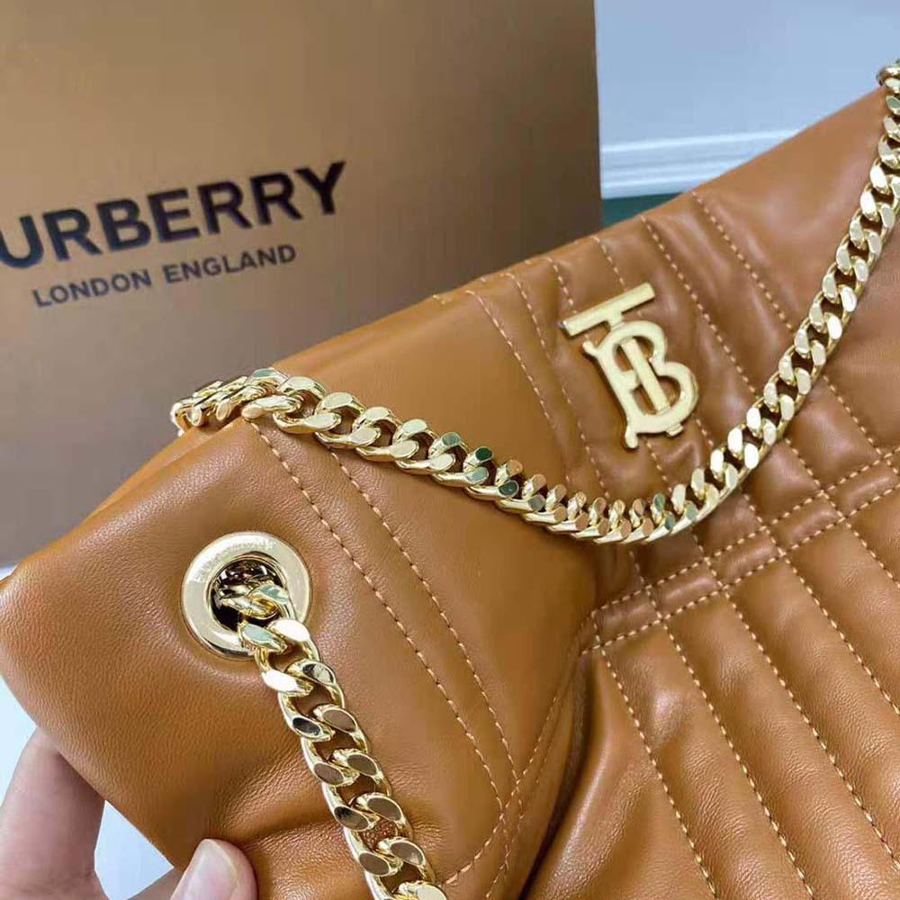 Burberry Women Medium Quilted Lambskin Lola Bucket Bag-Brown - image 6