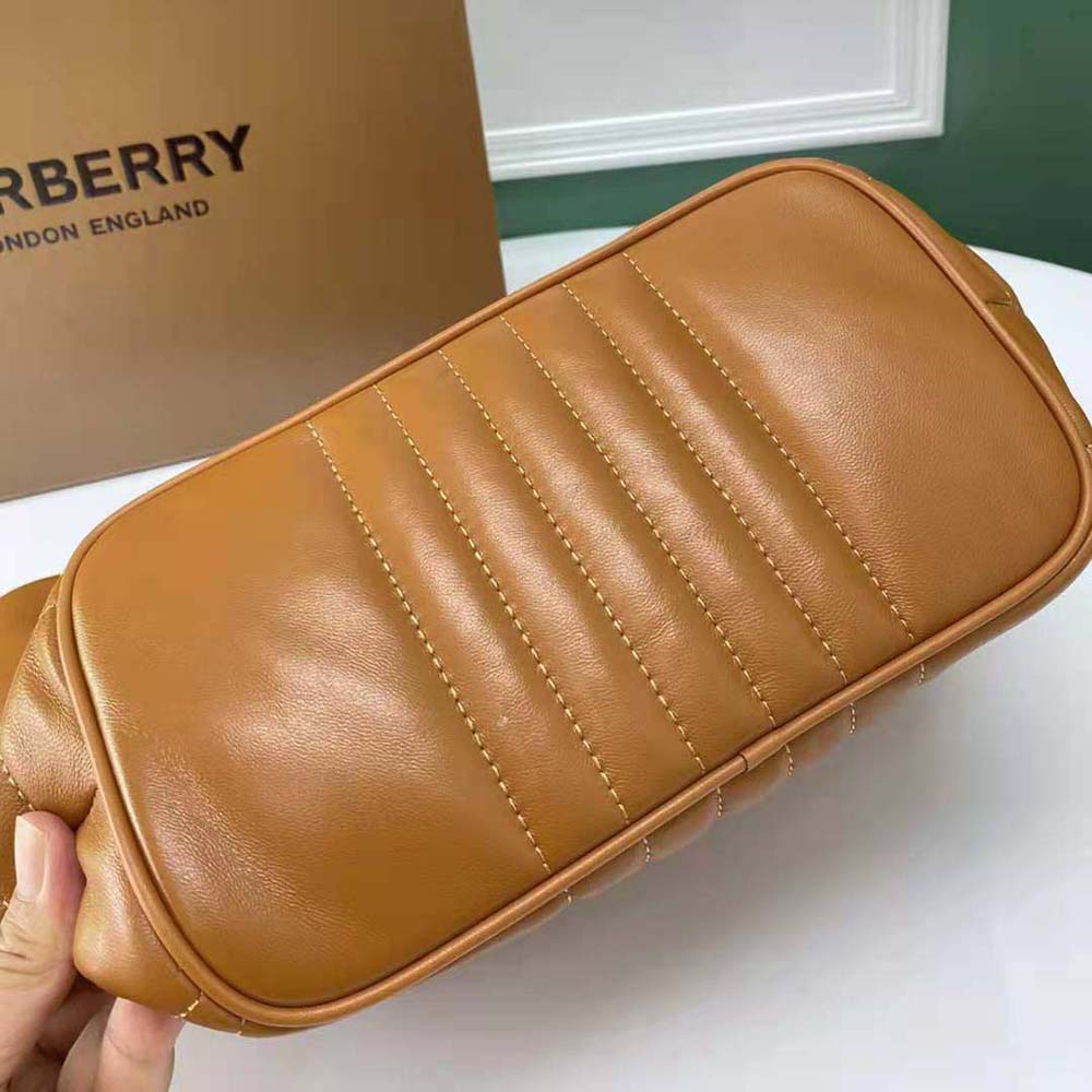 Burberry Women Medium Quilted Lambskin Lola Bucket Bag-Brown - image 8