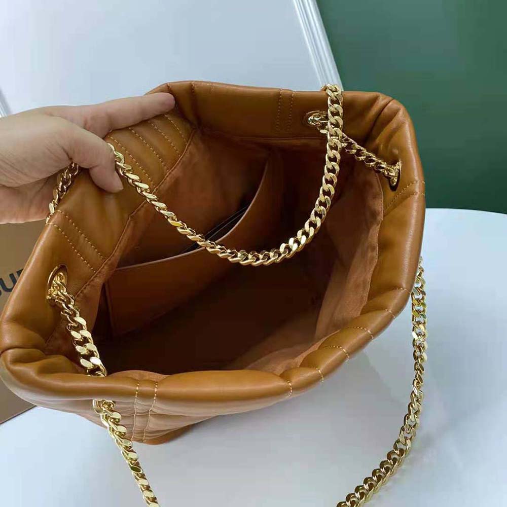 Burberry Women Medium Quilted Lambskin Lola Bucket Bag-Brown - image 9