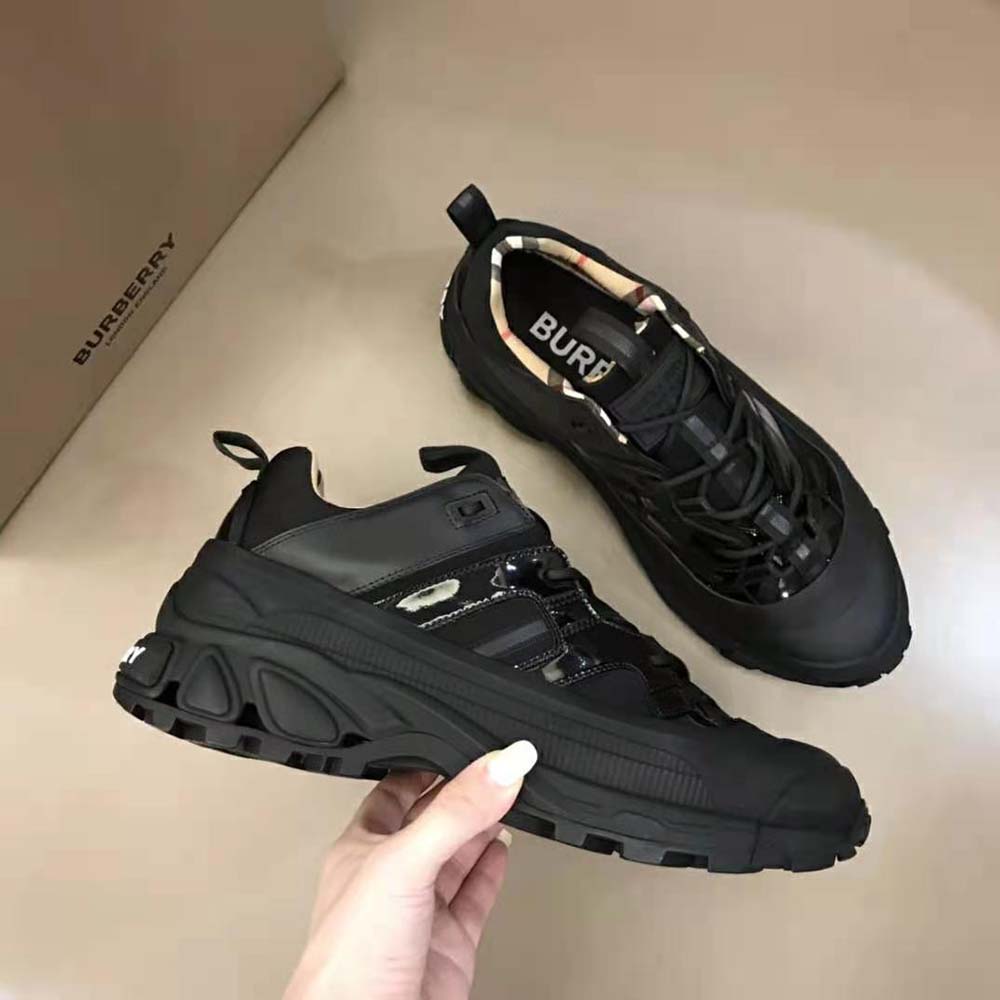 Burberry Women Nylon and Patent Leather Arthur Sneakers - image 4