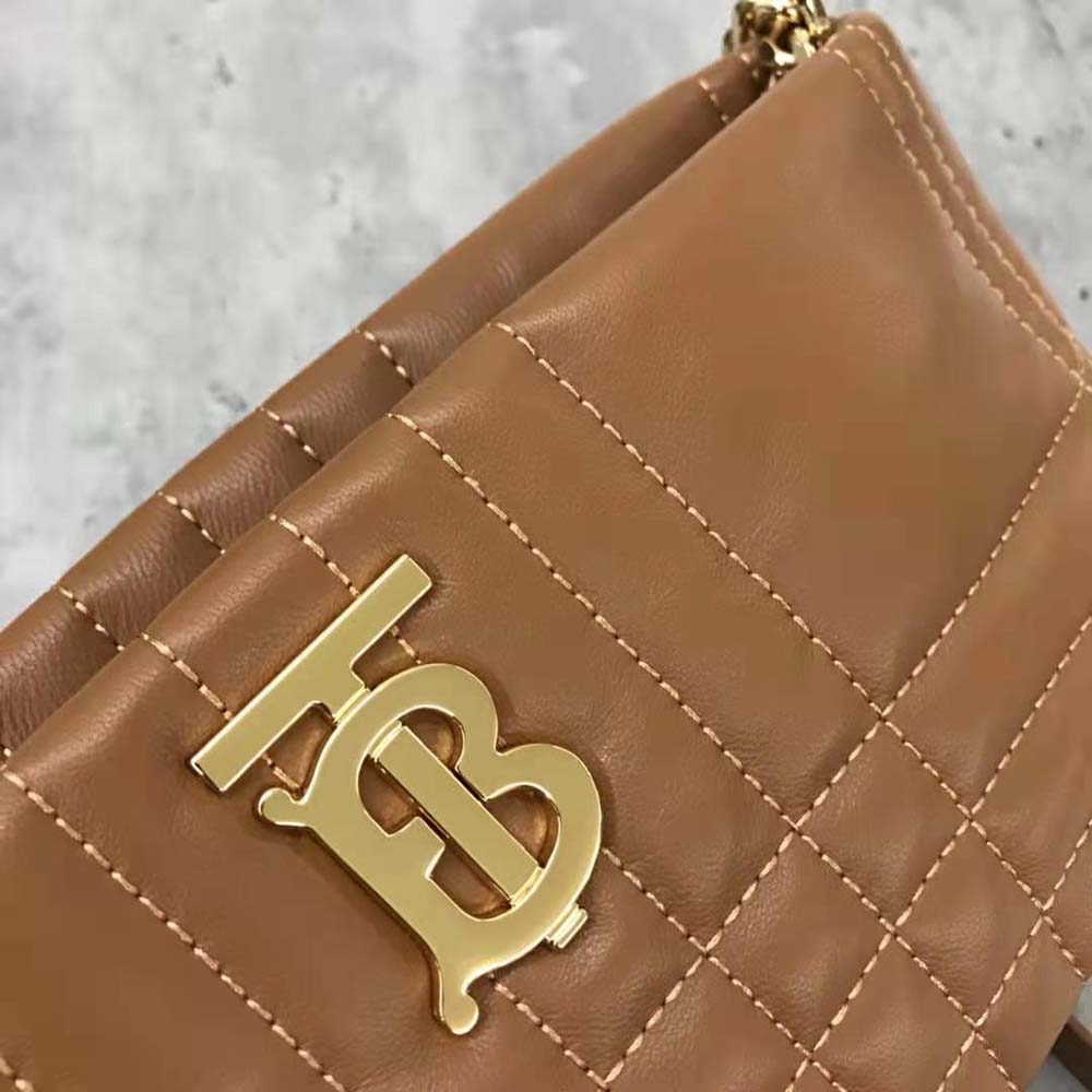Burberry Women Small Quilted Lambskin Soft Lola Bag-Brown - image 9