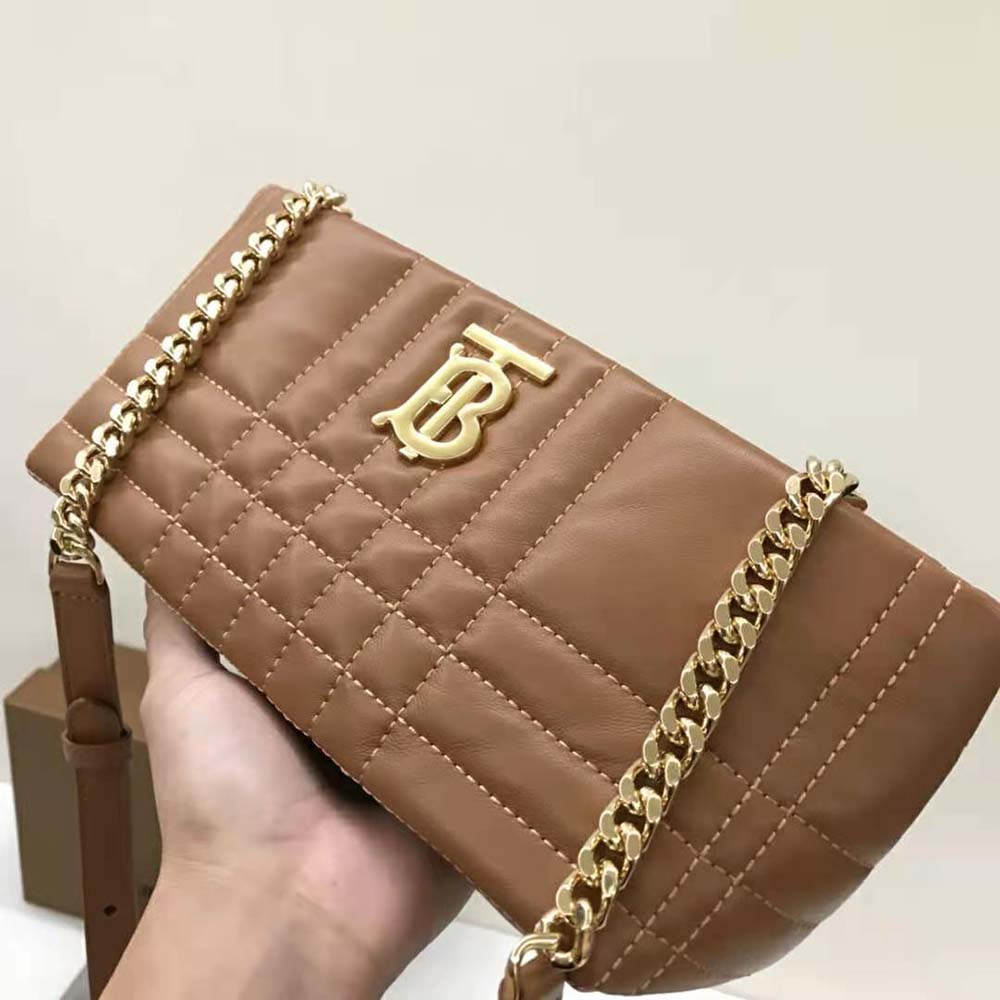 Burberry Women Small Quilted Lambskin Soft Lola Bag-Brown - image 8