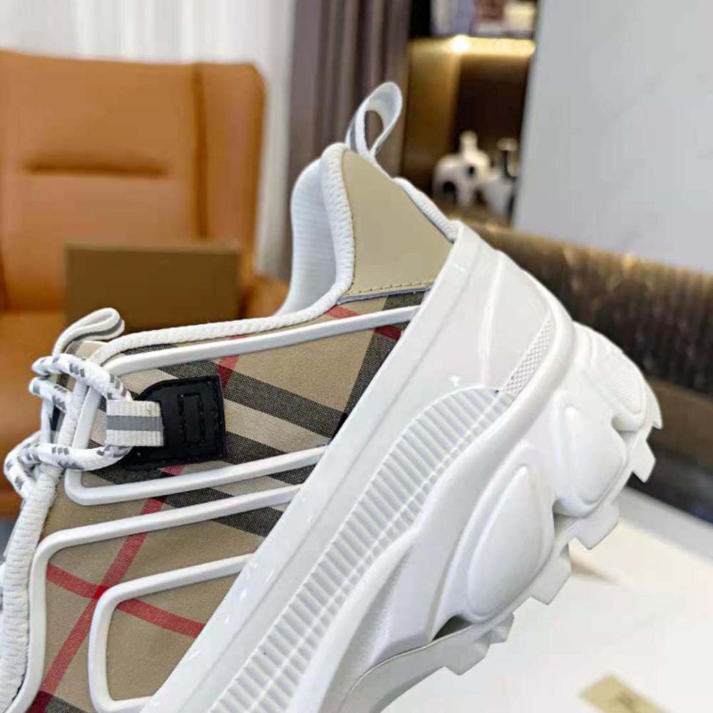 Burberry Women Vintage Check Cotton and Leather Arthur Sneakers-White - image 8