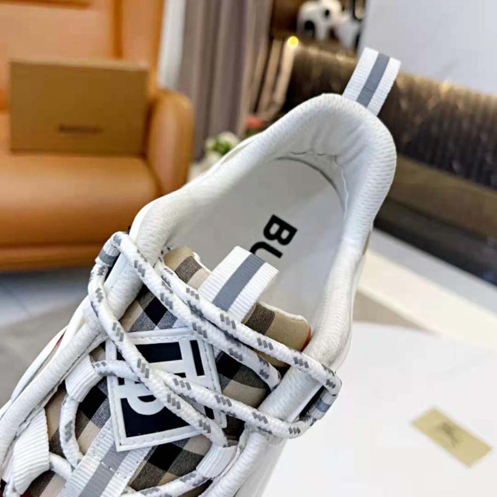 Burberry Women Vintage Check Cotton and Leather Arthur Sneakers-White - image 7