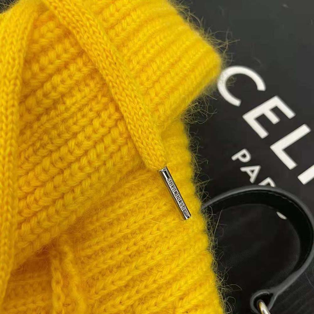 Celine Women Sweater with Hood in Ribbed Wool-Yellow - image 7