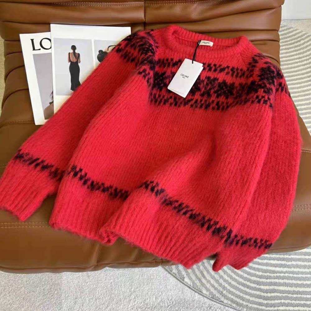 Celine Women Boxy Sweater in Brushed Wool - image 4