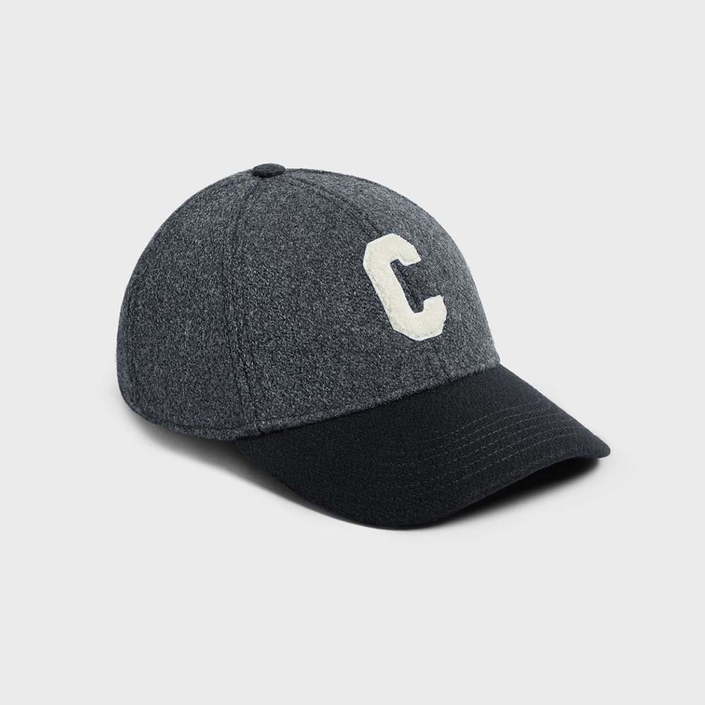 Celine Women “C” Baseball Cap in Wool-Silver - image 1