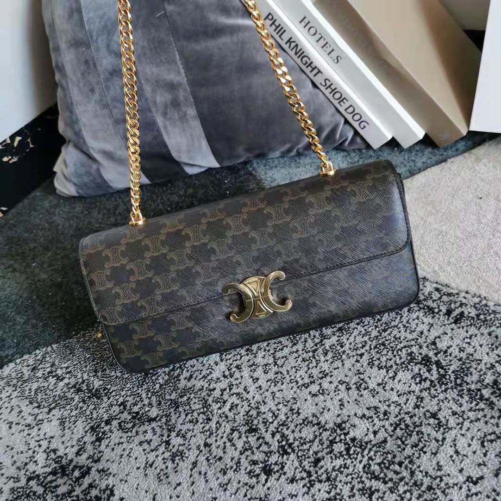 Celine Women Chain Bag Triomphe in Triomphe Canvas-Tan - image 2