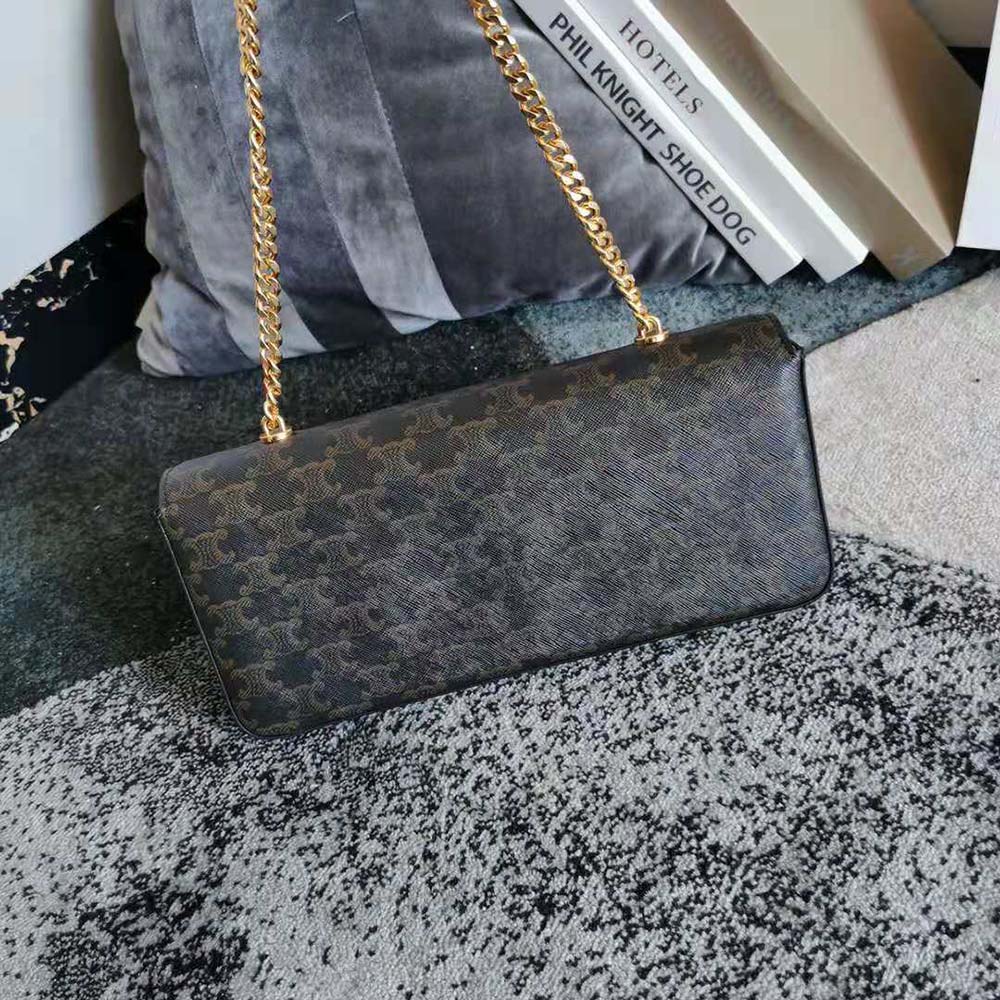 Celine Women Chain Bag Triomphe in Triomphe Canvas-Tan - image 3