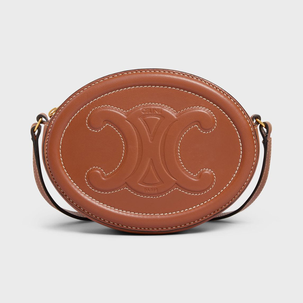 Celine Women Crossbody Oval Purse in Smooth Calfskin-Brown - image 1