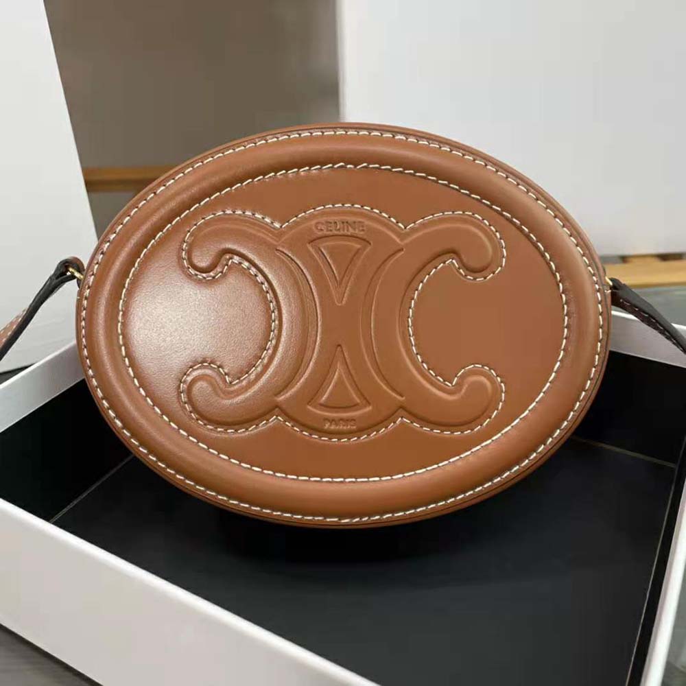 Celine Women Crossbody Oval Purse in Smooth Calfskin-Brown - image 2
