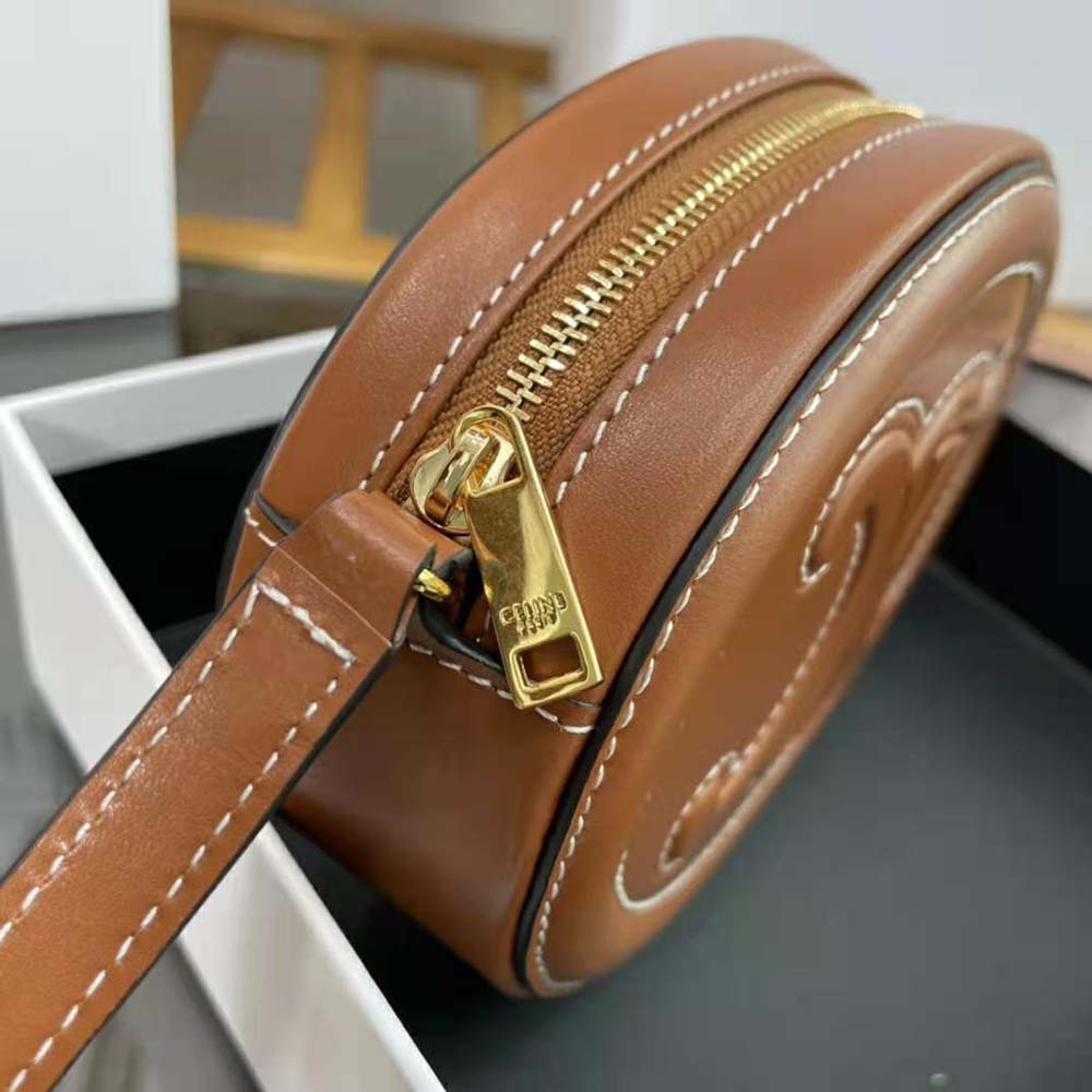 Celine Women Crossbody Oval Purse in Smooth Calfskin-Brown - image 8