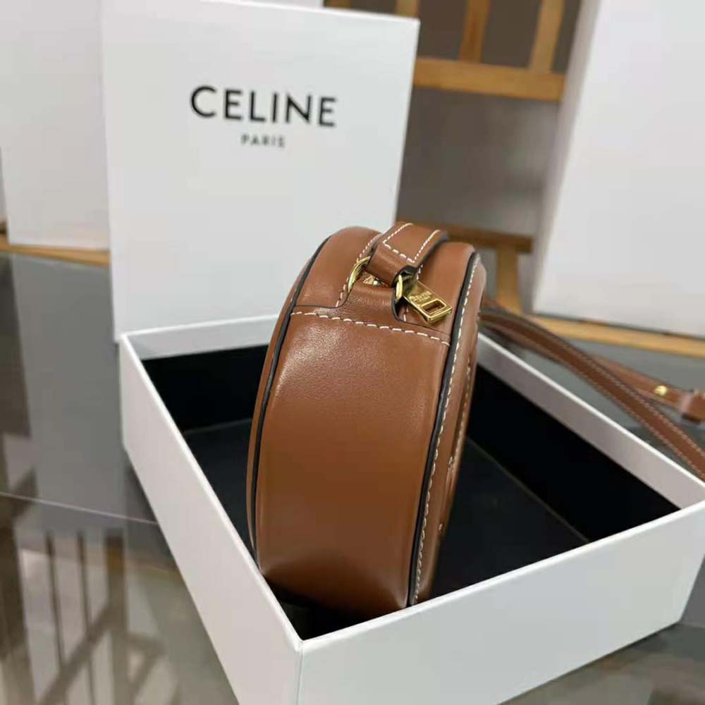 Celine Women Crossbody Oval Purse in Smooth Calfskin-Brown - image 7