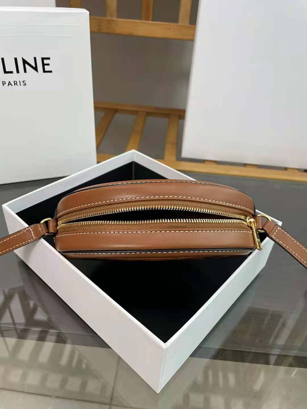 Celine Women Crossbody Oval Purse in Smooth Calfskin-Brown - image 5