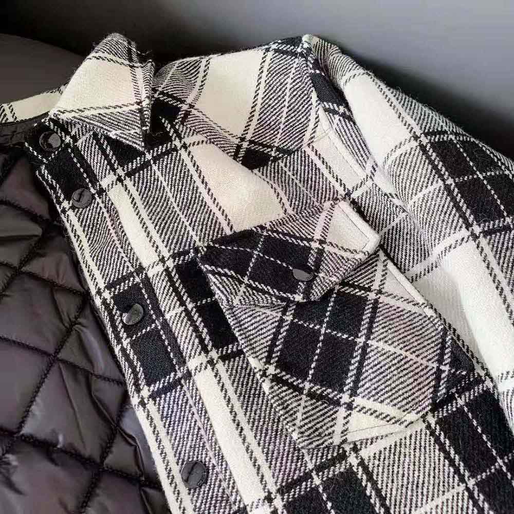 Celine Women Hooded Overshirt in Checked Wool - image 9