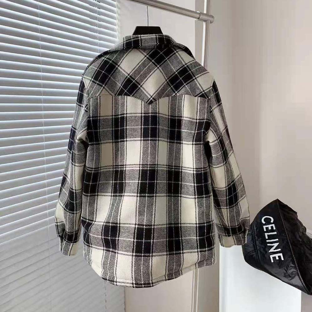 Celine Women Hooded Overshirt in Checked Wool - image 5