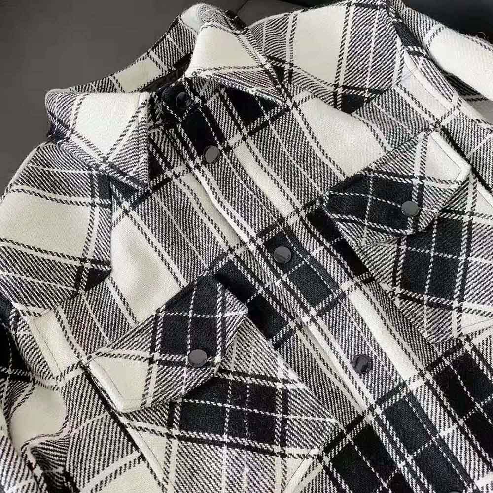 Celine Women Hooded Overshirt in Checked Wool - image 10