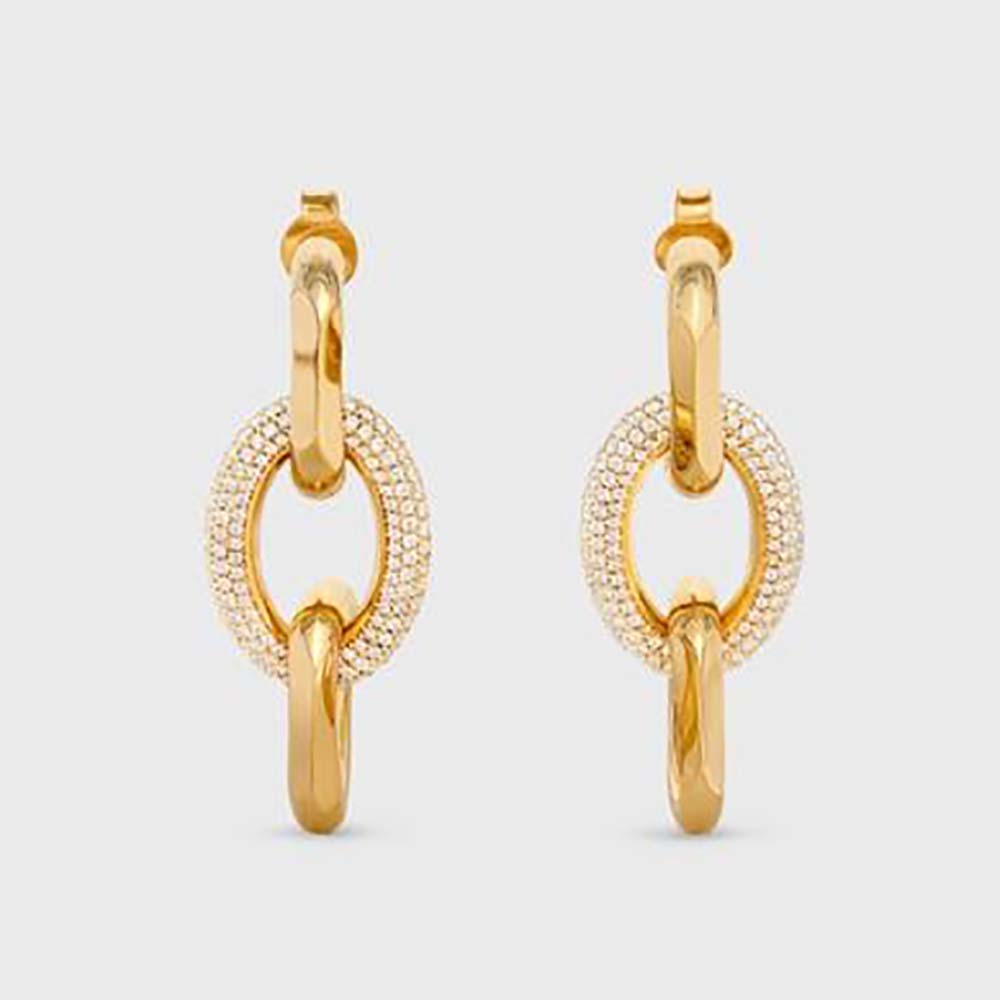 Celine Women Le Soir Chain Earrings in Brass with Gold Finish and Crystals - image 1