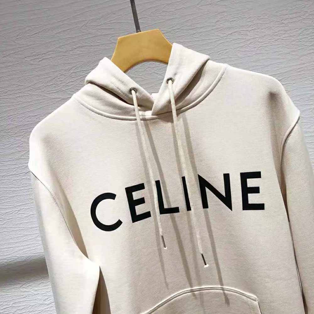 Celine Women Loose Celine Sweatshirt in Cotton Fleece-Beige - image 4