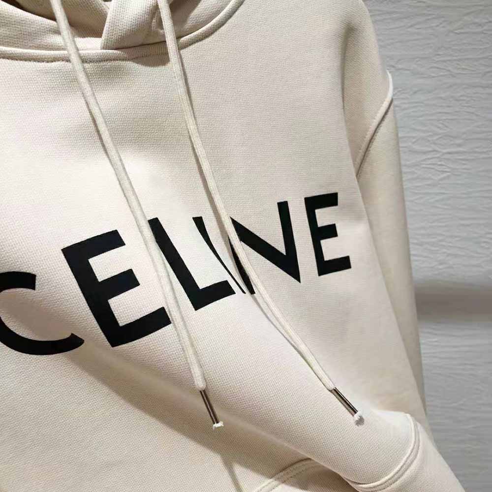 Celine Women Loose Celine Sweatshirt in Cotton Fleece-Beige - image 10