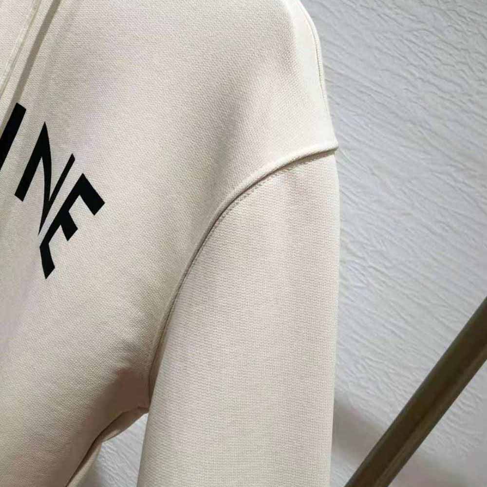 Celine Women Loose Celine Sweatshirt in Cotton Fleece-Beige - image 7
