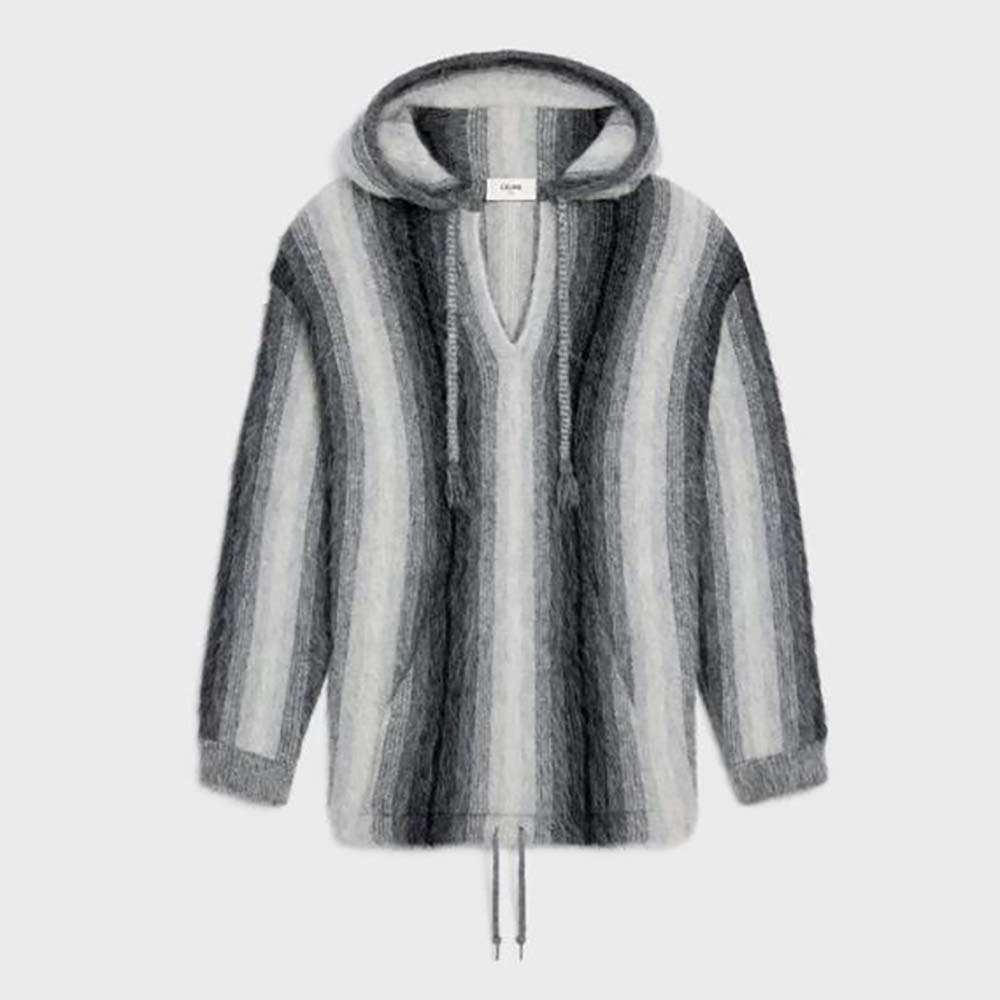 Celine Women Oversized Baja Pullover in Striped Alpaca Wool - image 1