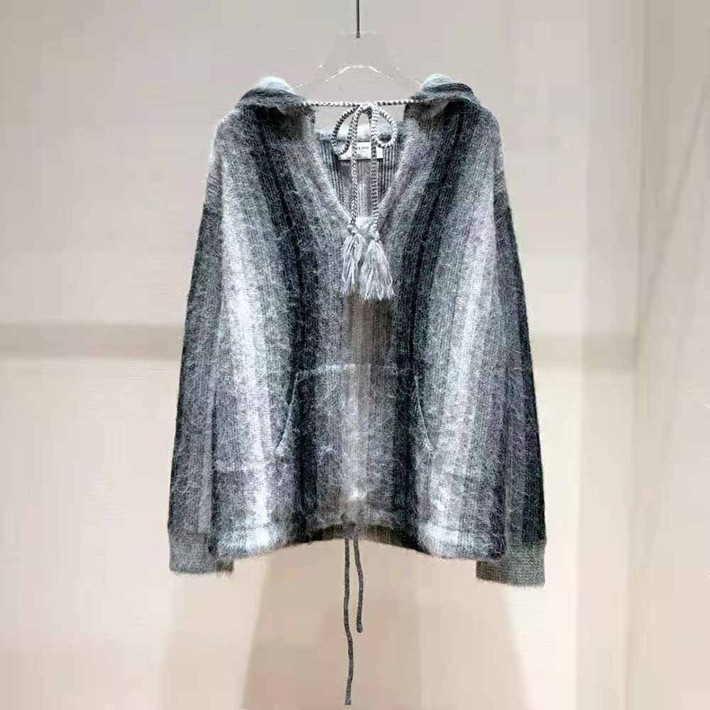 Celine Women Oversized Baja Pullover in Striped Alpaca Wool - image 2