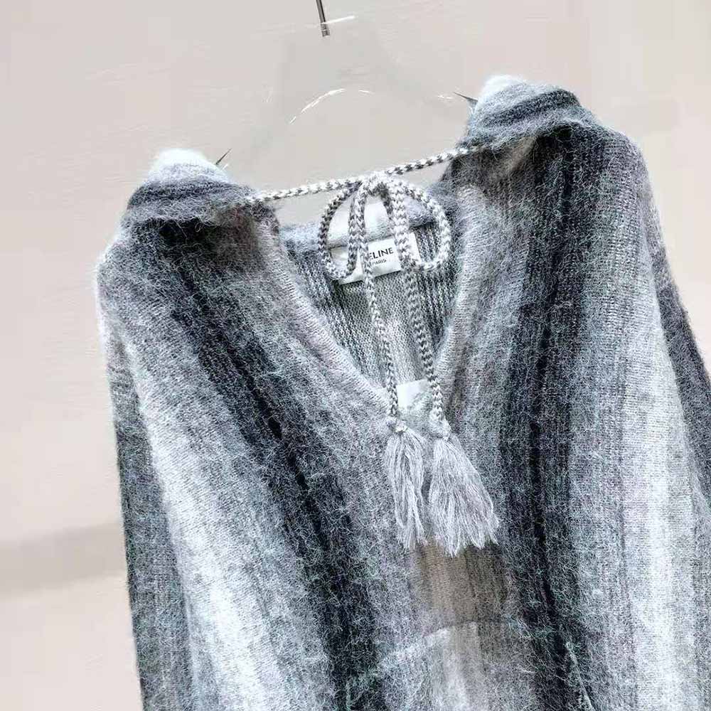 Celine Women Oversized Baja Pullover in Striped Alpaca Wool - image 4